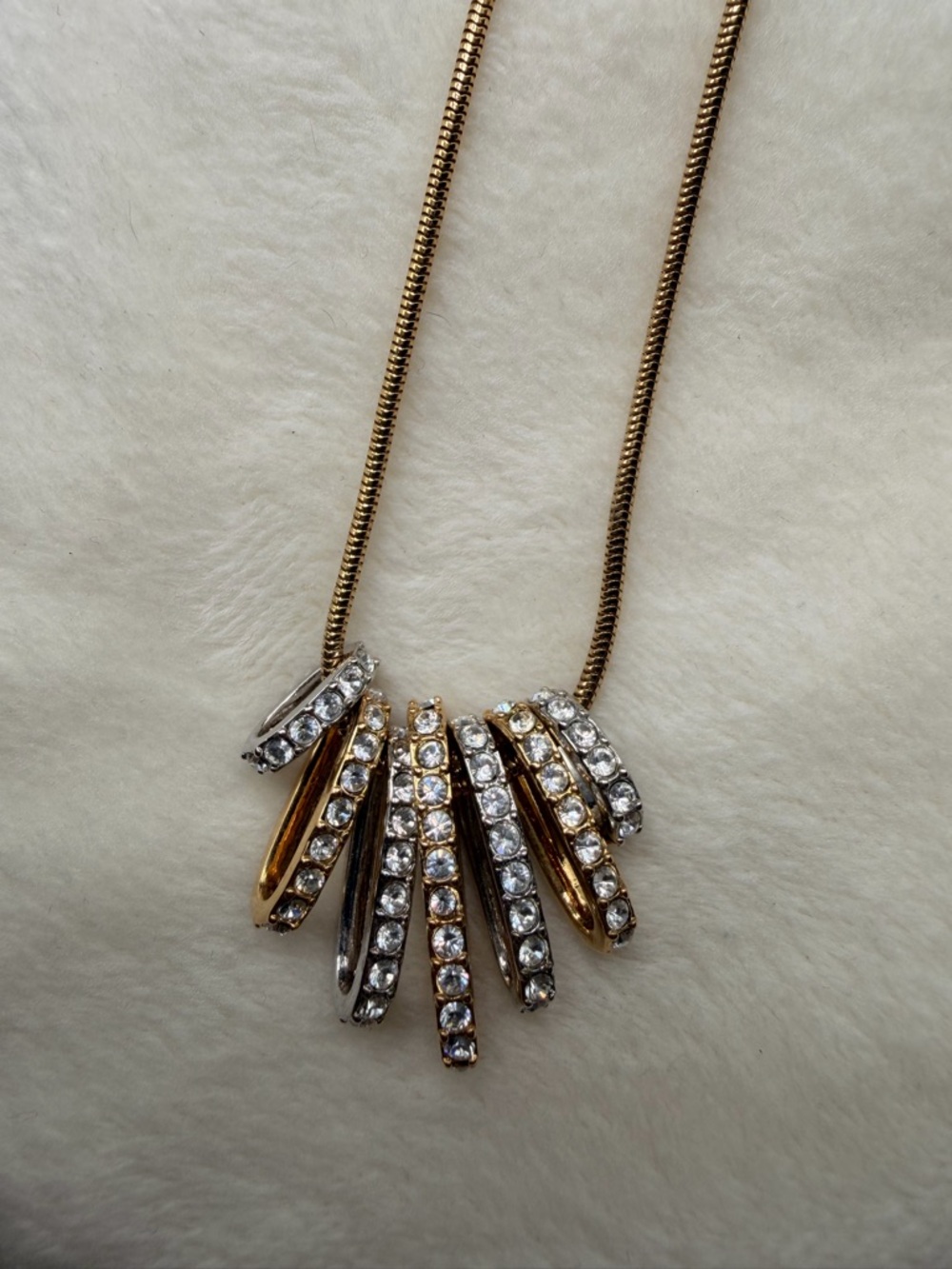 Swarovski Gold and Silver Crystal Multi-Bar Slide Pendant Necklace